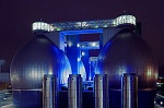 picture of the digester eggs at the Newtown Creek Wastewater Treatment Plant